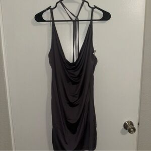 Elegant Deep Purple Draped Women's Dress